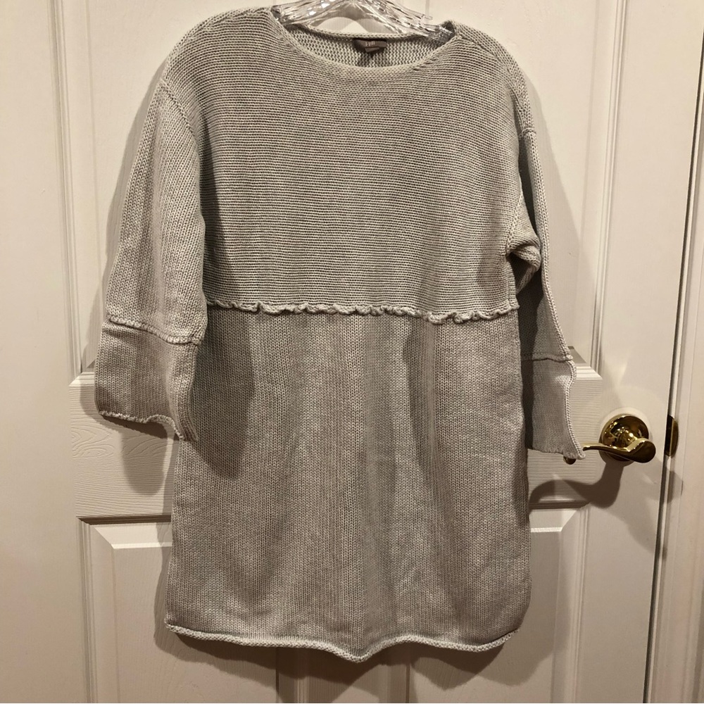 J.Jill silver/blue knit tunic sweater.